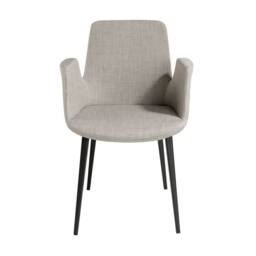 Angel Cerda Grey Fabric Dining Chair with Armrests, Black Steel - thumbnail 2