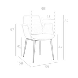 Angel Cerda Grey Fabric Dining Chair with Armrests, Black Steel - thumbnail 8