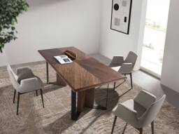 Angel Cerda Grey Fabric Dining Chair with Armrests, Black Steel - thumbnail 5