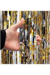 Netagon Shimmer Tinsel Curtain Christmas Snow Design 2M x 1M Yellow - thumbnail 5