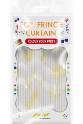 Netagon Shimmer Tinsel Curtain Christmas Snow Design 2M x 1M Yellow - thumbnail 2