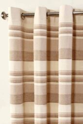 Homescapes Cotton Morocco Striped Curtain Pair in Beige - Size: 140 cm width x 137 cm drop - thumbnail 5