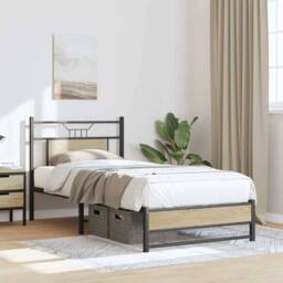 Berkfield Home Bed Frame Frame Sonoma Oak 75x190 cm Small Single Wood in Light Oak - thumbnail 5