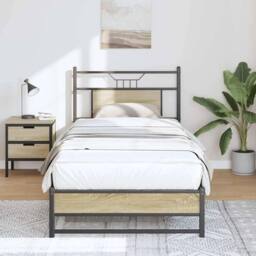 Berkfield Home Bed Frame Frame Sonoma Oak 75x190 cm Small Single Wood in Light Oak - thumbnail 4