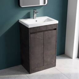 Balterley Chartley 2 Door Vanity Unit, Mid-Edge Basin, 500mm, Slate in Grey - thumbnail 3