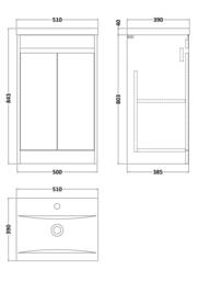 Balterley Chartley 2 Door Vanity Unit, Mid-Edge Basin, 500mm, Slate in Grey - thumbnail 2