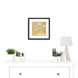 Artery8 1959 Ernest Dudley Chase A Pictorial Map Of Alaska 8X8 Inch Square Wooden Framed Wall Art Print Picture with Mount in Black - thumbnail 2