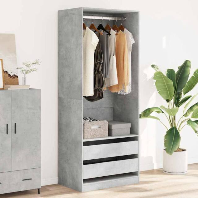Berkfield Home Wardrobe Concrete Grey 80x50x200 cm Engineered Wood - Size: 80 x 50 x 200 cm - image 1