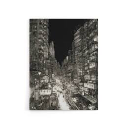 "Artery8 Tokyo At Night Japan Cityscape Sketch Canvas Wall Art Print in Black - Size: W24"" x H32""" - thumbnail 1