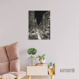 "Artery8 Tokyo At Night Japan Cityscape Sketch Canvas Wall Art Print in Black - Size: W24"" x H32""" - thumbnail 3