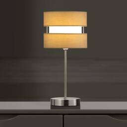 K LIVING Chrome Table Lamp with Layer Fabric Shade Yellow Ochre - thumbnail 1