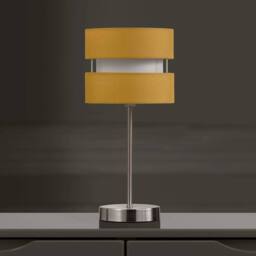 K LIVING Chrome Table Lamp with Layer Fabric Shade Yellow Ochre - thumbnail 2