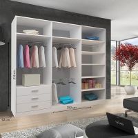 RAC3 Sliding Mirror Wardrobe with Drawers - Modern Bedroom Storage 250 cm in White - thumbnail 2