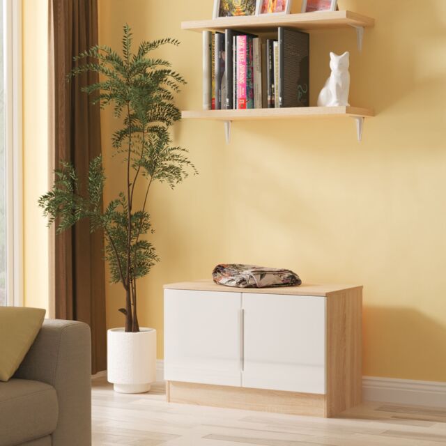 Ready Assembled 2 U Lucca Compact 2 Door TV & Media Unit (Ready Assembled) in Light Oak - image 1