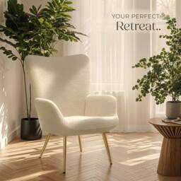 tectake Armchair Hygge - Bouclé Cream/Gold in Cream - thumbnail 9