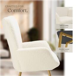 tectake Armchair Hygge - Bouclé Cream/Gold in Cream - thumbnail 7