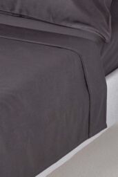 Homescapes Egyptian Cotton Flat Sheet 1000 Thread Count in Charcoal - Size: Single Flat