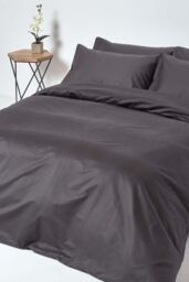 Homescapes Egyptian Cotton Flat Sheet 1000 Thread Count in Charcoal - Size: Single Flat - thumbnail 4