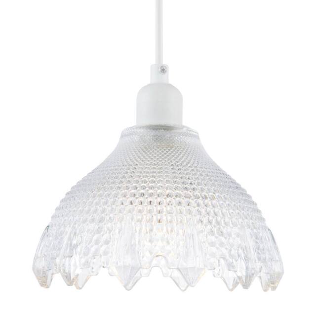 Happy Homewares Classic Ornate Round Clear Glass Pendant Shade with Moulded Design - image 1