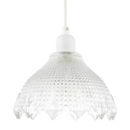 Happy Homewares Classic Ornate Round Clear Glass Pendant Shade with Moulded Design - thumbnail 2