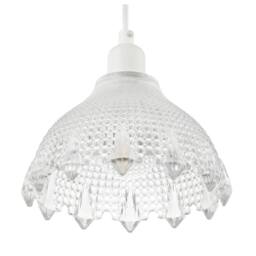 Happy Homewares Classic Ornate Round Clear Glass Pendant Shade with Moulded Design - thumbnail 4
