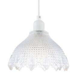 Happy Homewares Classic Ornate Round Clear Glass Pendant Shade with Moulded Design - thumbnail 1