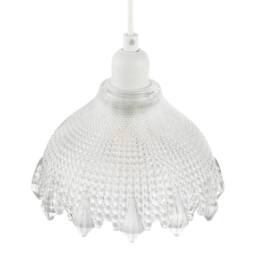 Happy Homewares Classic Ornate Round Clear Glass Pendant Shade with Moulded Design - thumbnail 3
