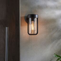 Loops Brushed Bronze Outdoor Wall Light with Clear Glass Shade - IP44 Rated - LED Bulb - thumbnail 4