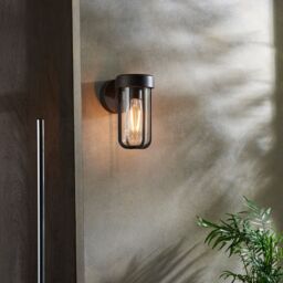 Loops Brushed Bronze Outdoor Wall Light with Clear Glass Shade - IP44 Rated - LED Bulb - thumbnail 5