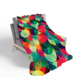 Warren Reed - Designer Colourful Grunge Circle Pattern Sherpa Blanket in Red - Size: Large - thumbnail 2