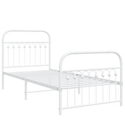 Berkfield Home Metal Bed Frame without Mattress with Footboard White 90x200cm - Size: 90x200 cm - thumbnail 3