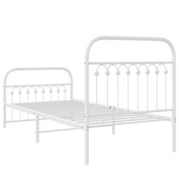 Berkfield Home Metal Bed Frame without Mattress with Footboard White 90x200cm - Size: 90x200 cm - thumbnail 6