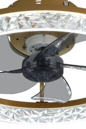Living and Home Modern Round Crystal Ceiling Fan Light in Gold - thumbnail 6