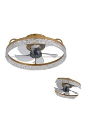 Living and Home Modern Round Crystal Ceiling Fan Light in Gold - thumbnail 4
