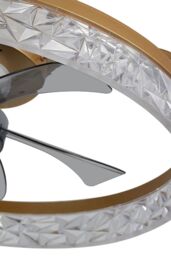 Living and Home Modern Round Crystal Ceiling Fan Light in Gold - thumbnail 7