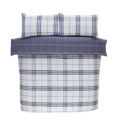 Rapport Home Harris Check Polyester Duvet Cover Set with Pillowcase in Blue - Size: Double - thumbnail 3