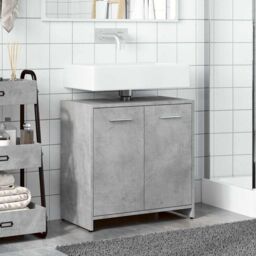 Berkfield Home Bathroom Sink Cabinet Concrete Grey 60x33x60 cm Engineered Wood - Size: 60 x 33 x 60 cm - thumbnail 3