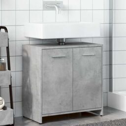 Berkfield Home Bathroom Sink Cabinet Concrete Grey 60x33x60 cm Engineered Wood - Size: 60 x 33 x 60 cm - thumbnail 4