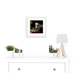 Artery8 Martin Portrait Founding Father Benjamin Franklin Painting 8X8 Inch Square Wooden Framed Wall Art Print Picture with Mount in White - thumbnail 2