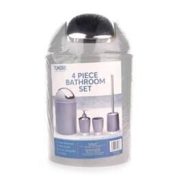 Voltico 4PC Bathroom Accessories Set Waste Bin Soap Dispenser White/Grey in Grey - thumbnail 3