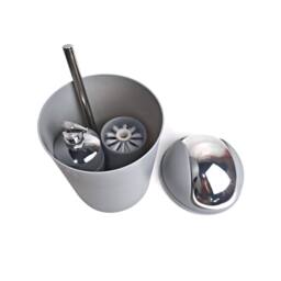 Voltico 4PC Bathroom Accessories Set Waste Bin Soap Dispenser White/Grey in Grey - thumbnail 2