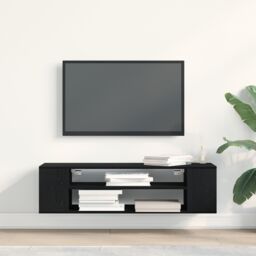 Berkfield Home Wall-Mounted TV Cabinet - Black Oak, 100x30x26.5 cm, Engineered Wood - Size: 100x30x26.5 cm - thumbnail 4