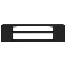 Berkfield Home Wall-Mounted TV Cabinet - Black Oak, 100x30x26.5 cm, Engineered Wood - Size: 100x30x26.5 cm - thumbnail 6