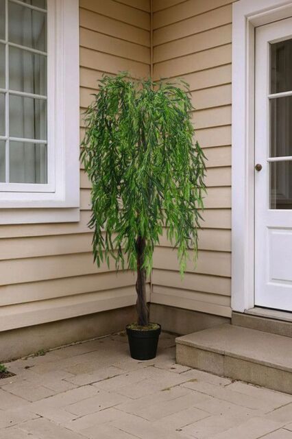 1.8m Graceful Artificial Weeping Willow Tree Tall Realistic Faux Potted Plant in Green