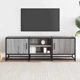Berkfield Home TV Cabinet Grey Sonoma 120x35x41 cm Engineered Wood & Metal - Size: 120 x 35 x 41 cm - thumbnail 3