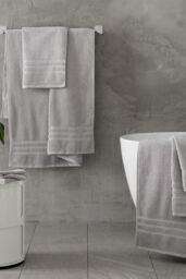 Catherine Lansfield 'Zero Twist' Cotton Bath Sheet Pair in Silver - thumbnail 4