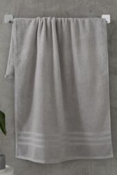 Catherine Lansfield 'Zero Twist' Cotton Bath Sheet Pair in Silver - thumbnail 1