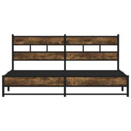 Berkfield Home Metal Bed Frame without Mattress Smoked Oak 180x200 cm Super King in Brown - thumbnail 4