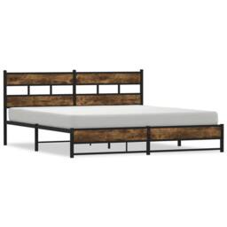 Berkfield Home Metal Bed Frame without Mattress Smoked Oak 180x200 cm Super King in Brown - thumbnail 3