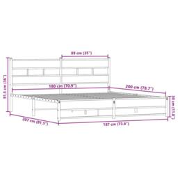 Berkfield Home Metal Bed Frame without Mattress Smoked Oak 180x200 cm Super King in Brown - thumbnail 9